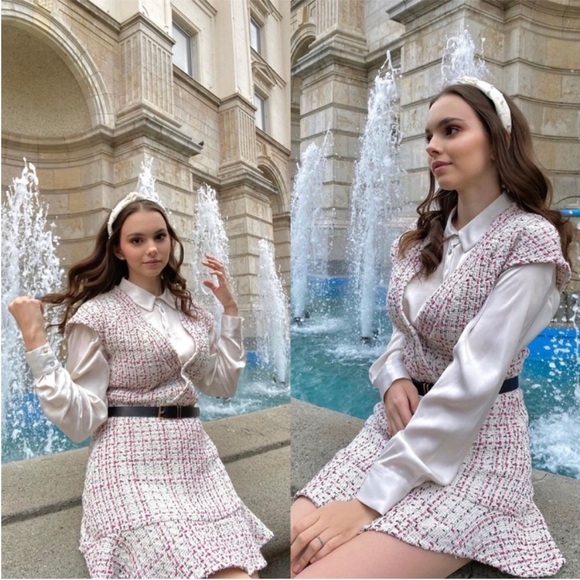 Blogger’s Favorite Zara Textured Weave Dress With Ruffle Trim. XS. NWT. - Picture 9 of 16